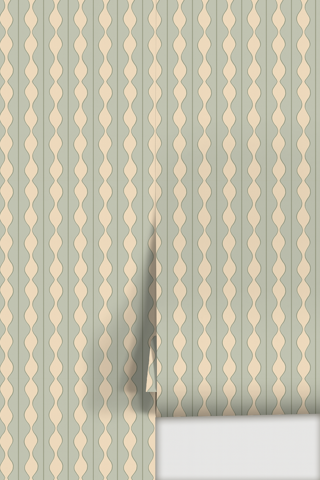 Rosario Stripe Wallpaper, desert aloe, sage and beige