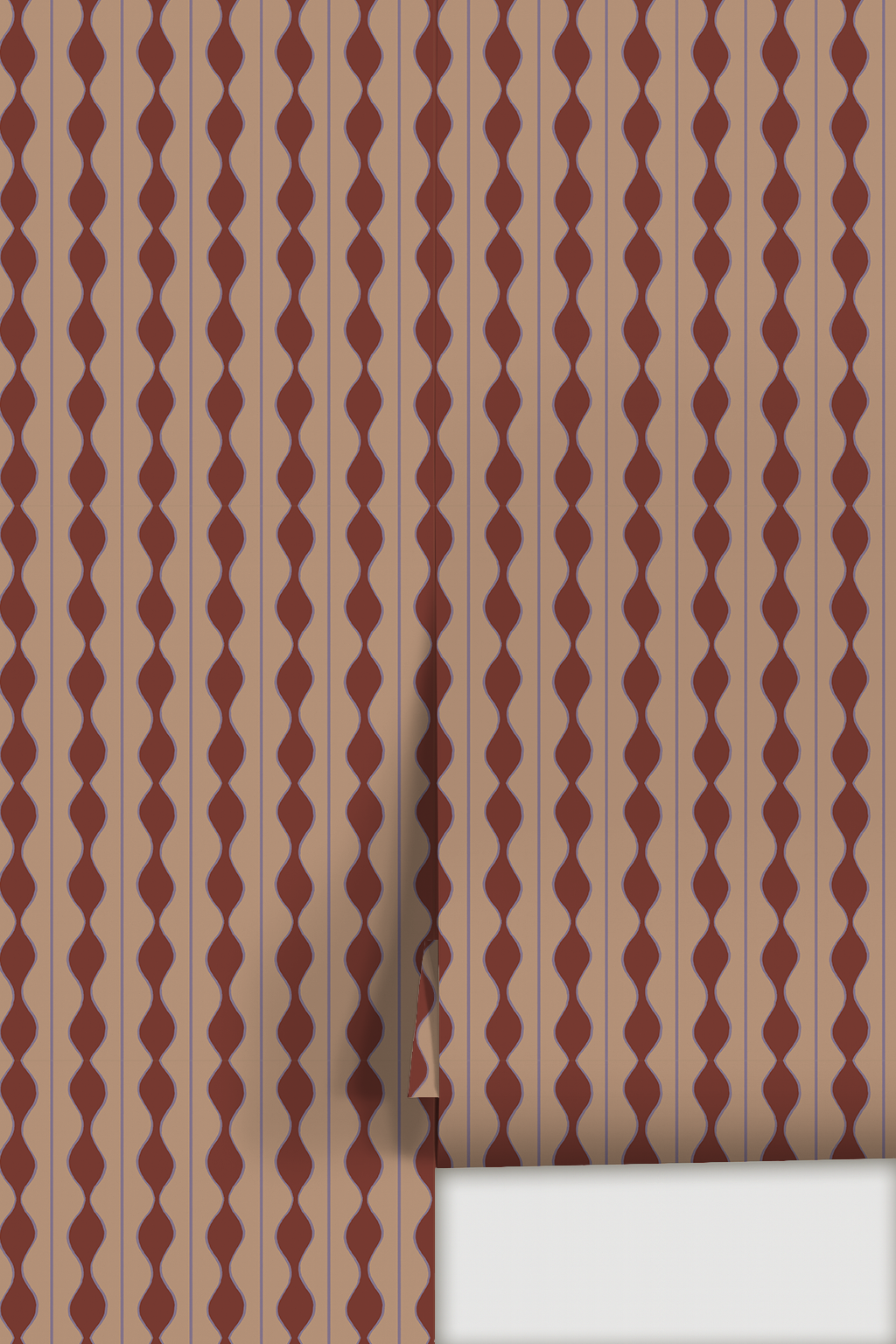 Rosario Stripe Wallpaper, peach, wine and lavender