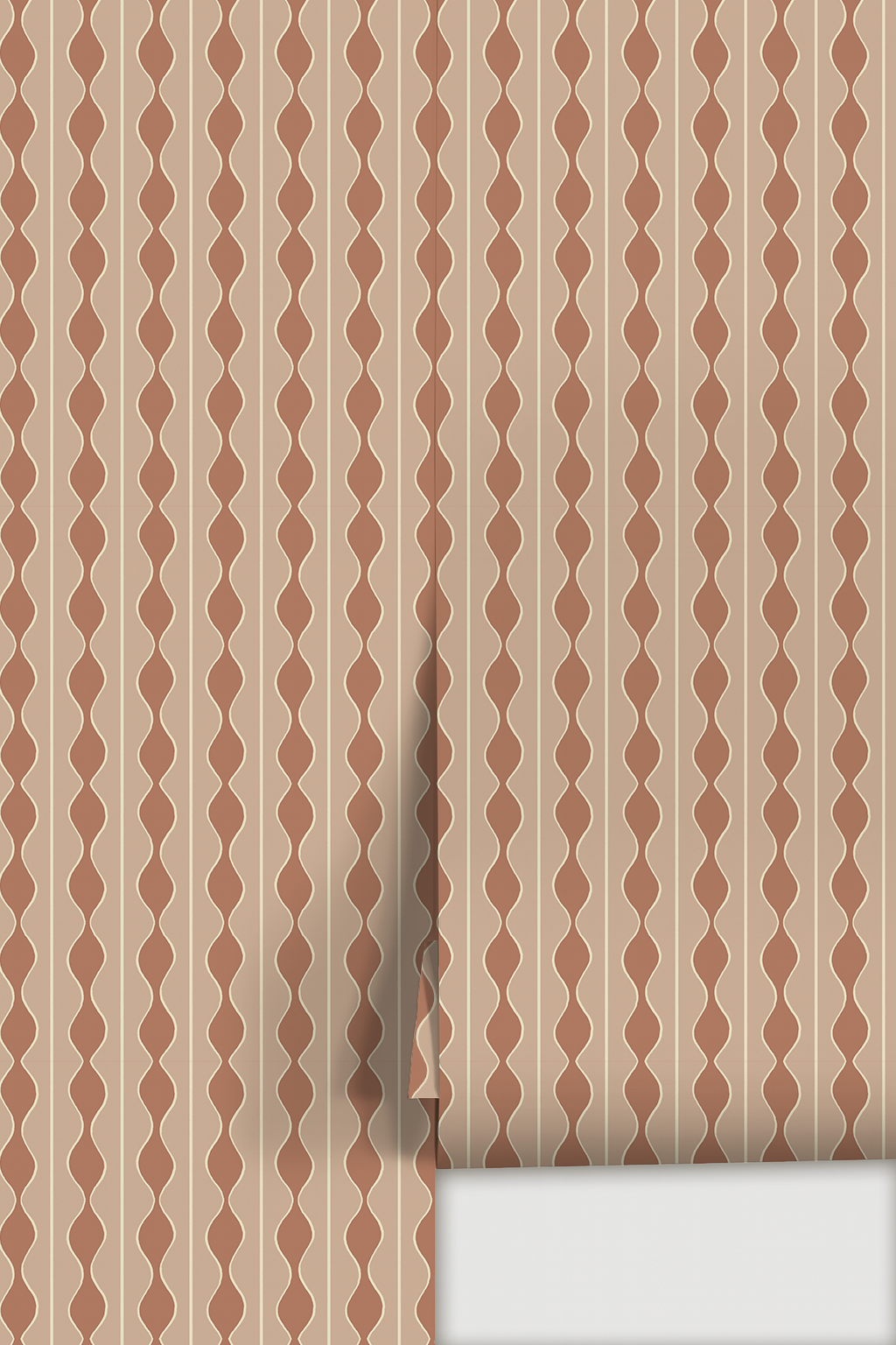 Rosario Stripe Wallpaper, pink clay and beige