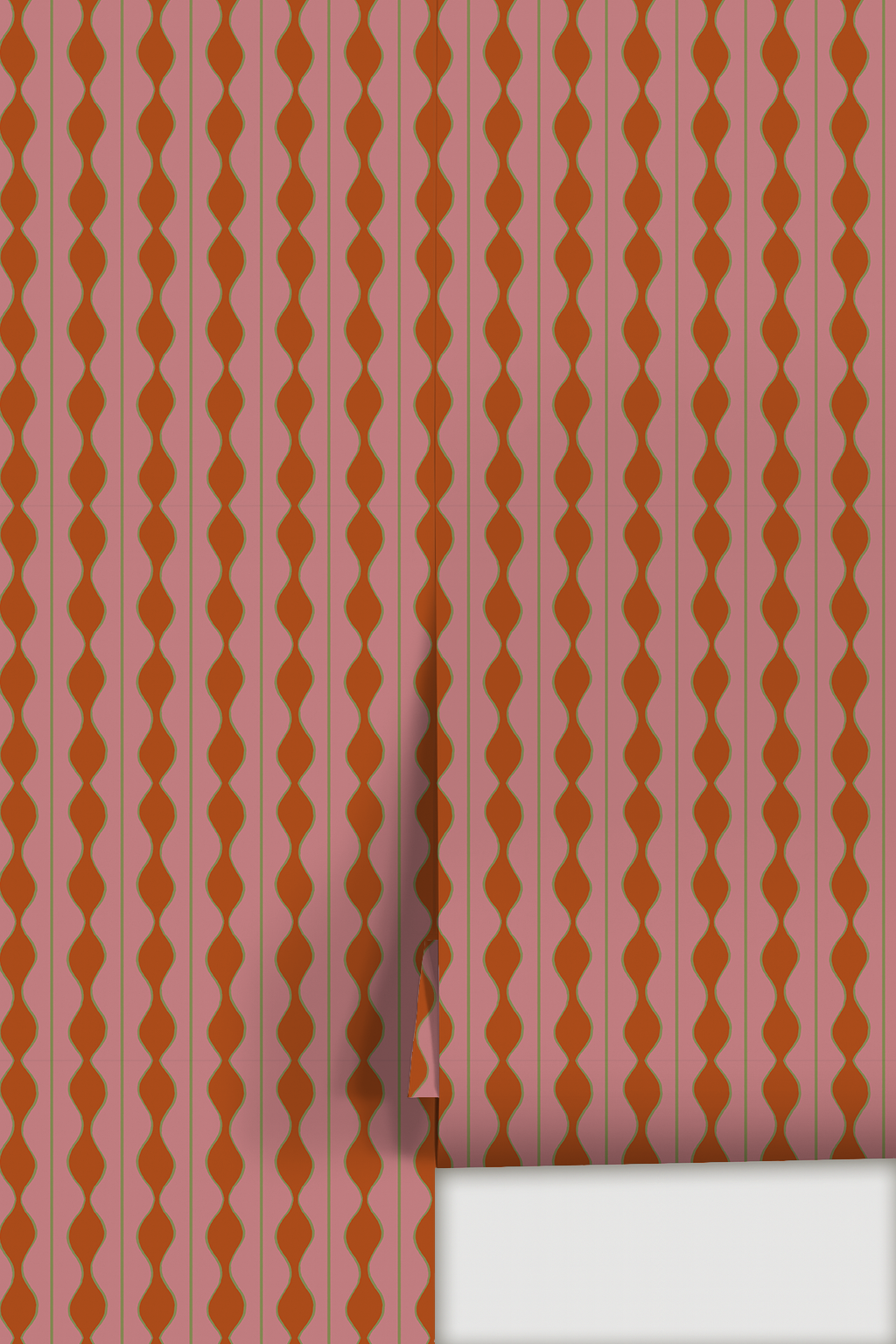 Rosario Stripe Wallpaper, pink, orange and green