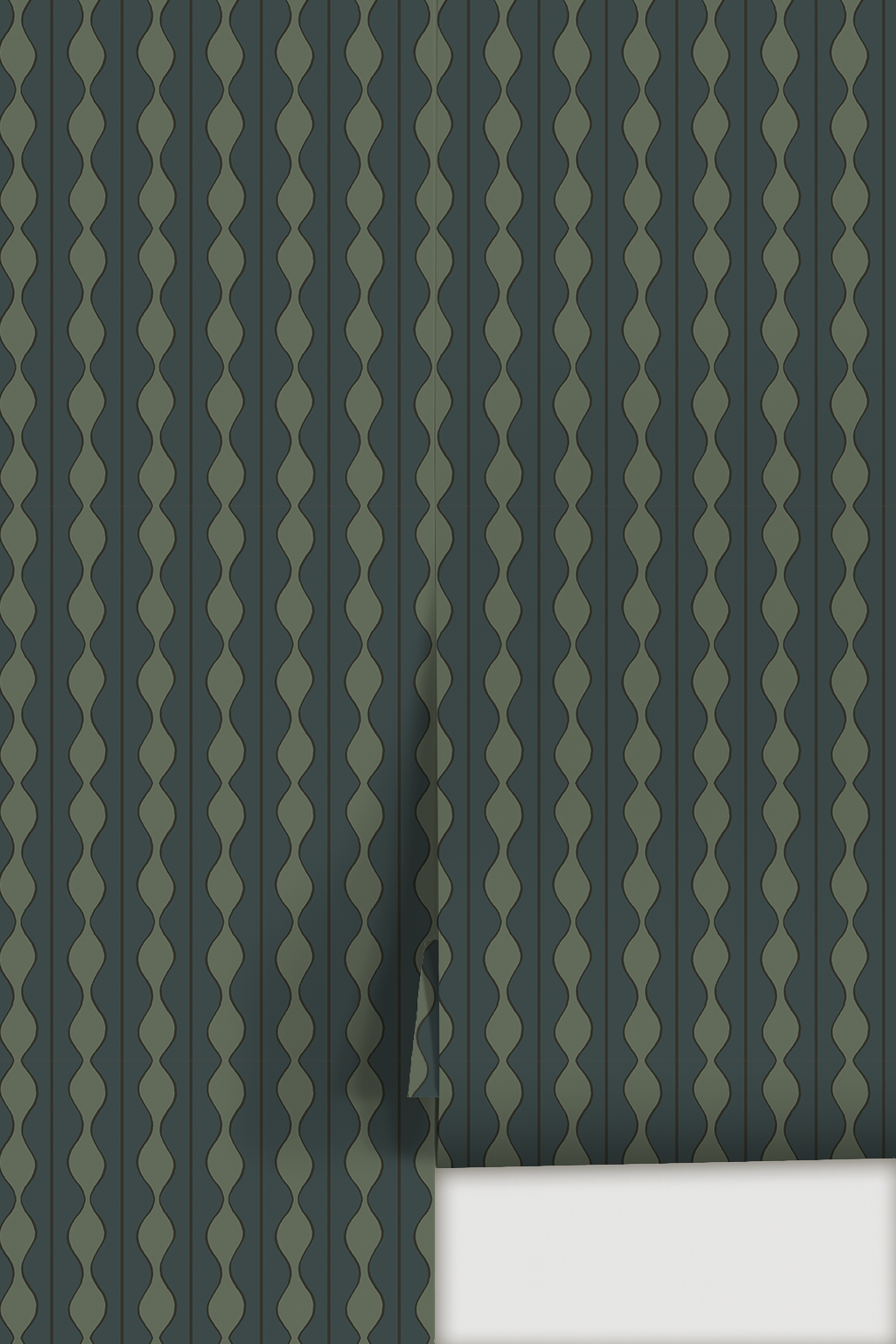 Rosario Stripe Wallpaper, stormy teal and sage