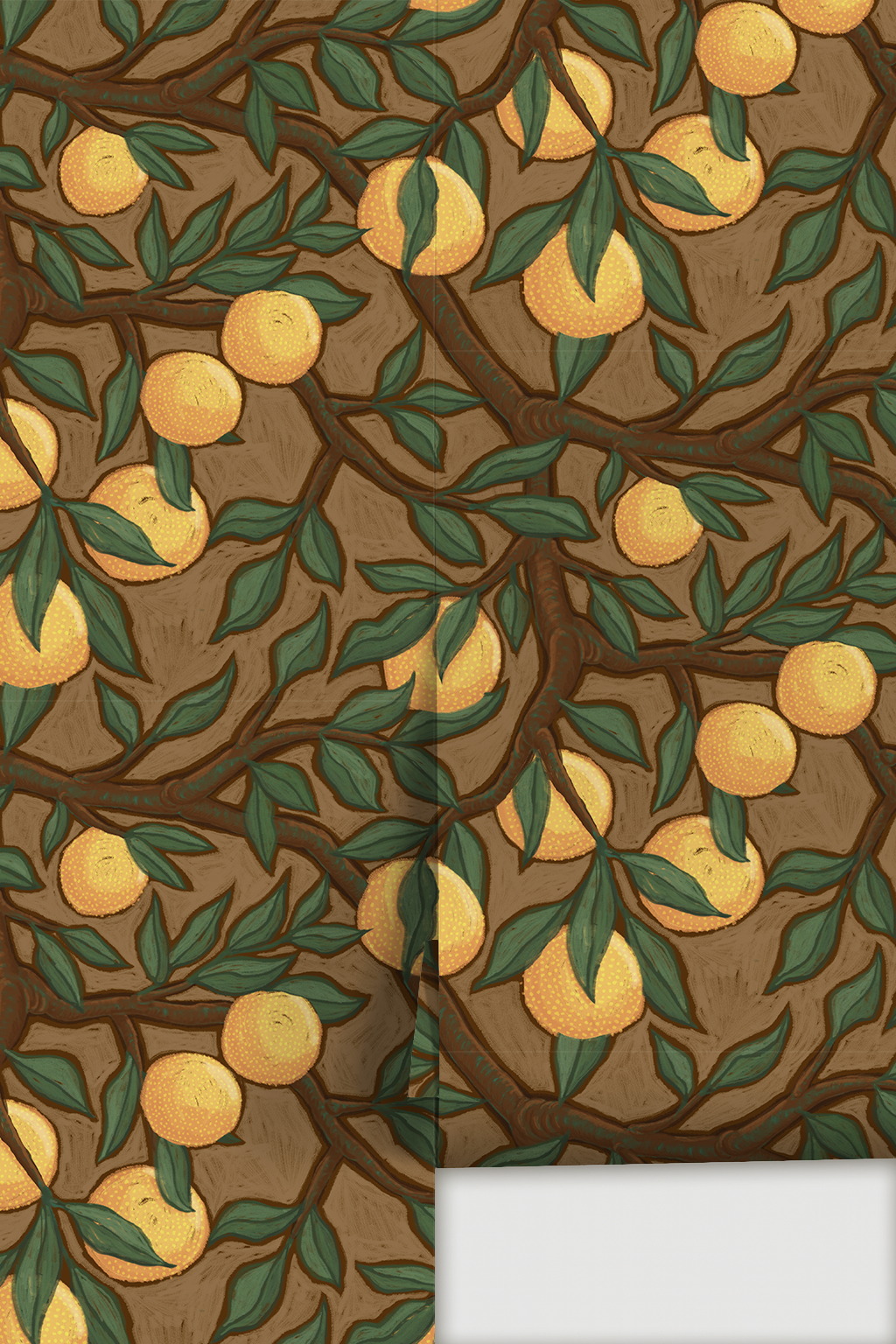 Valencia Grove Wallpaper, brown and marigold