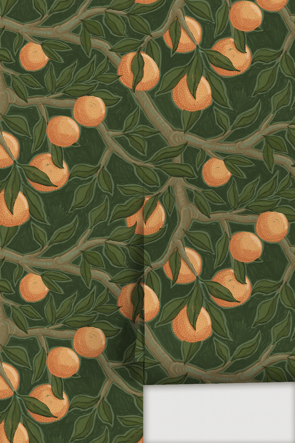 Valencia Grove Wallpaper, green and orange