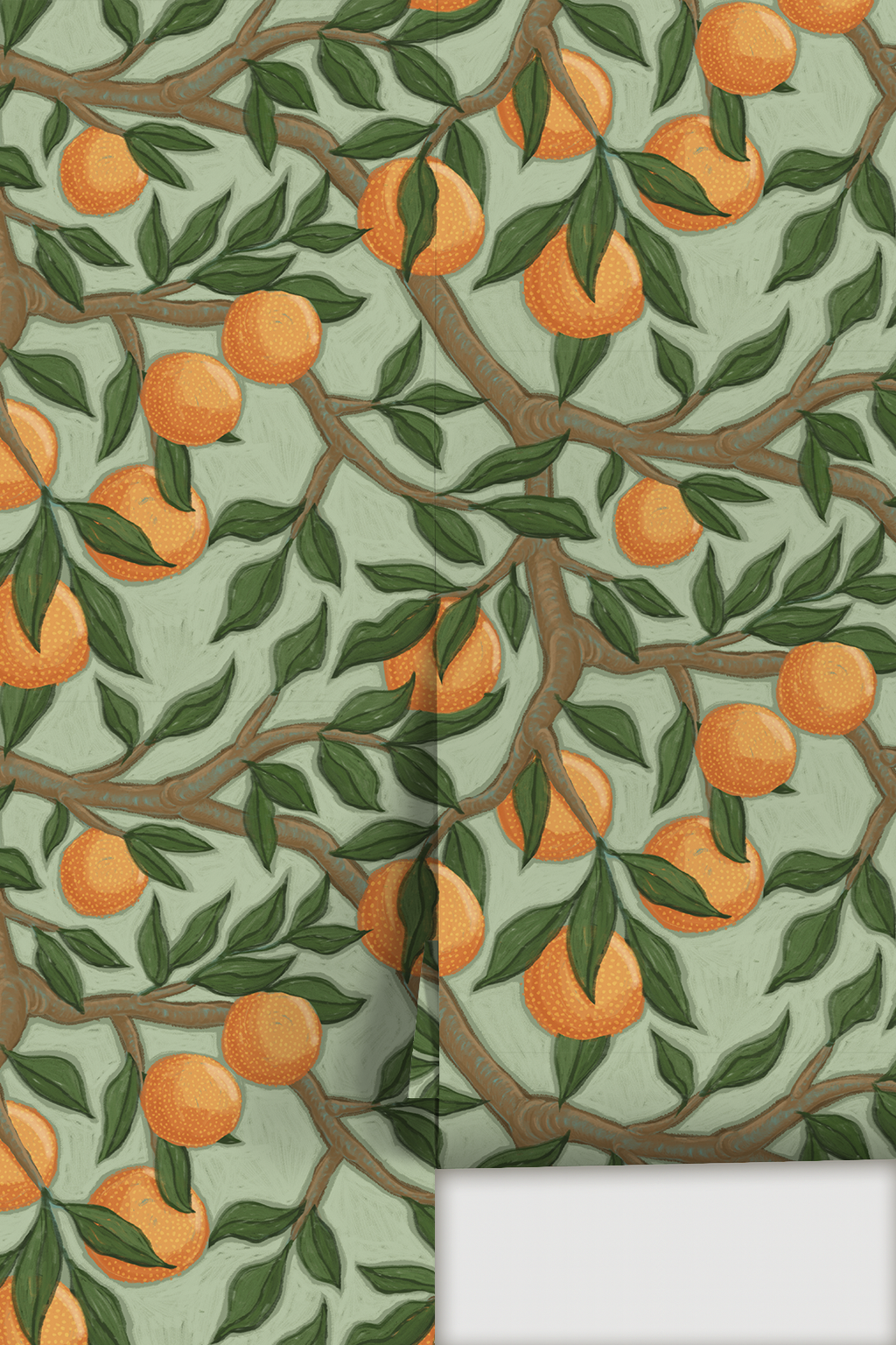 Valencia Grove Wallpaper, mint and orange