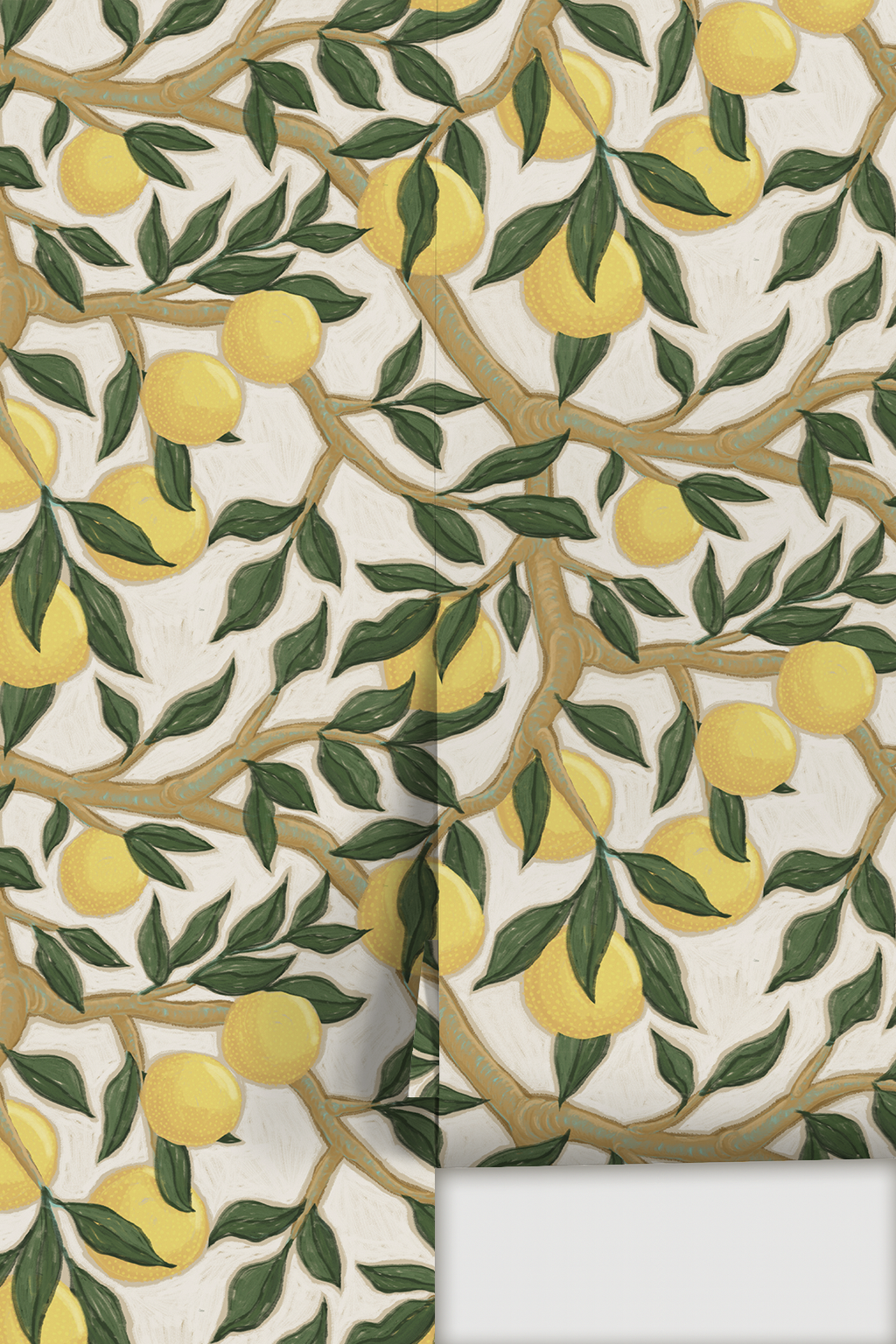 Valencia Grove Wallpaper, off-white and yellow