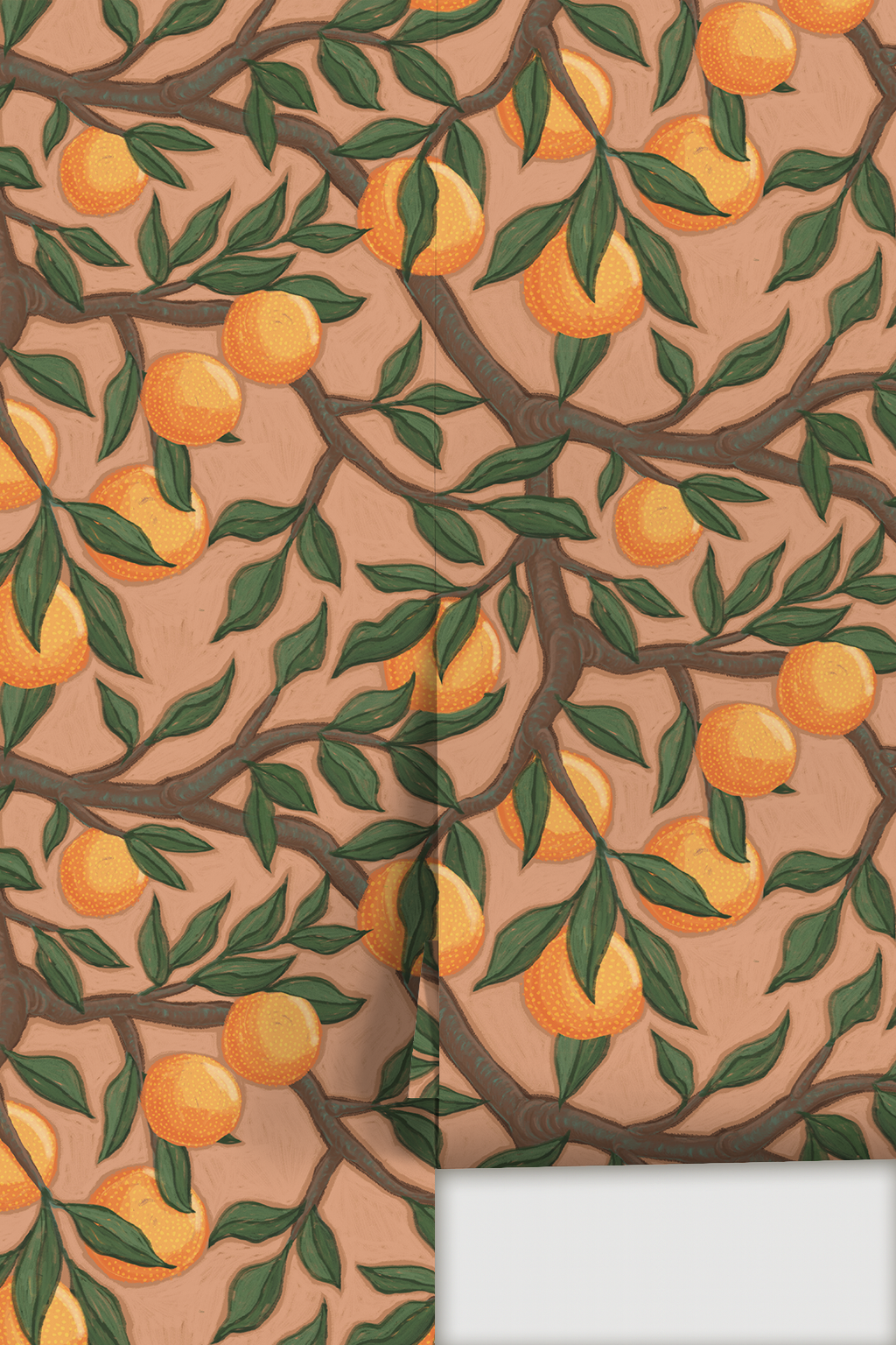 Valencia Grove Wallpaper, terra cotta and orange