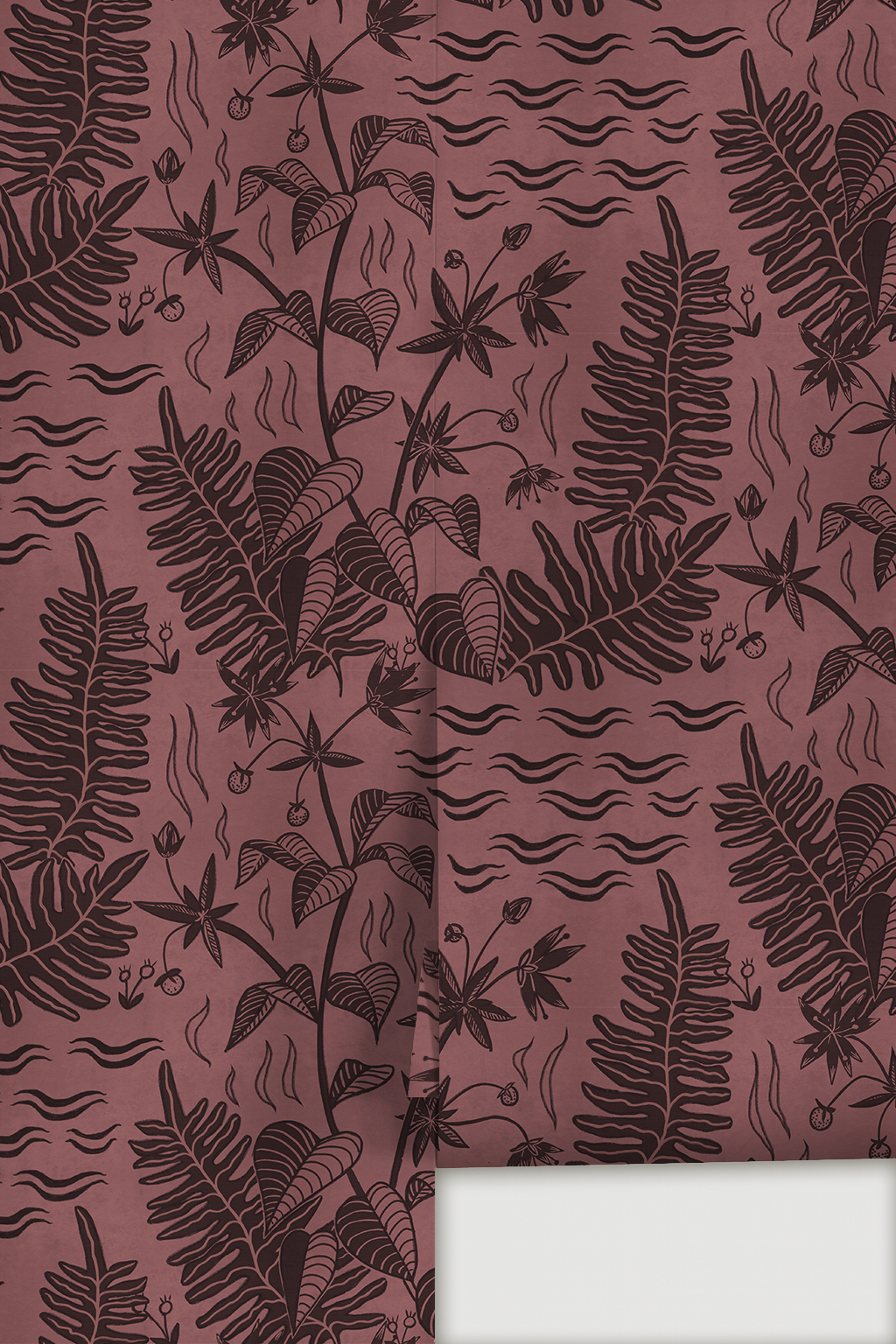 Verdant Folia Wallpaper, plum and blackberry