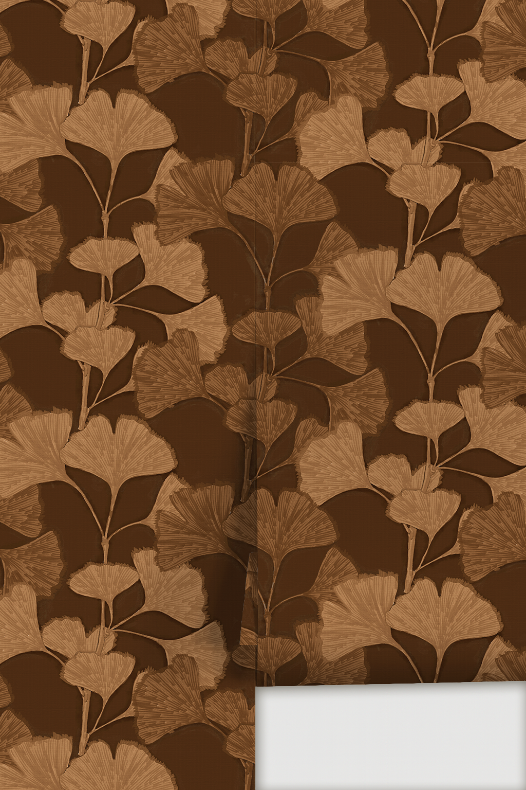 Ginkgo Vignette Wallpaper, brown
