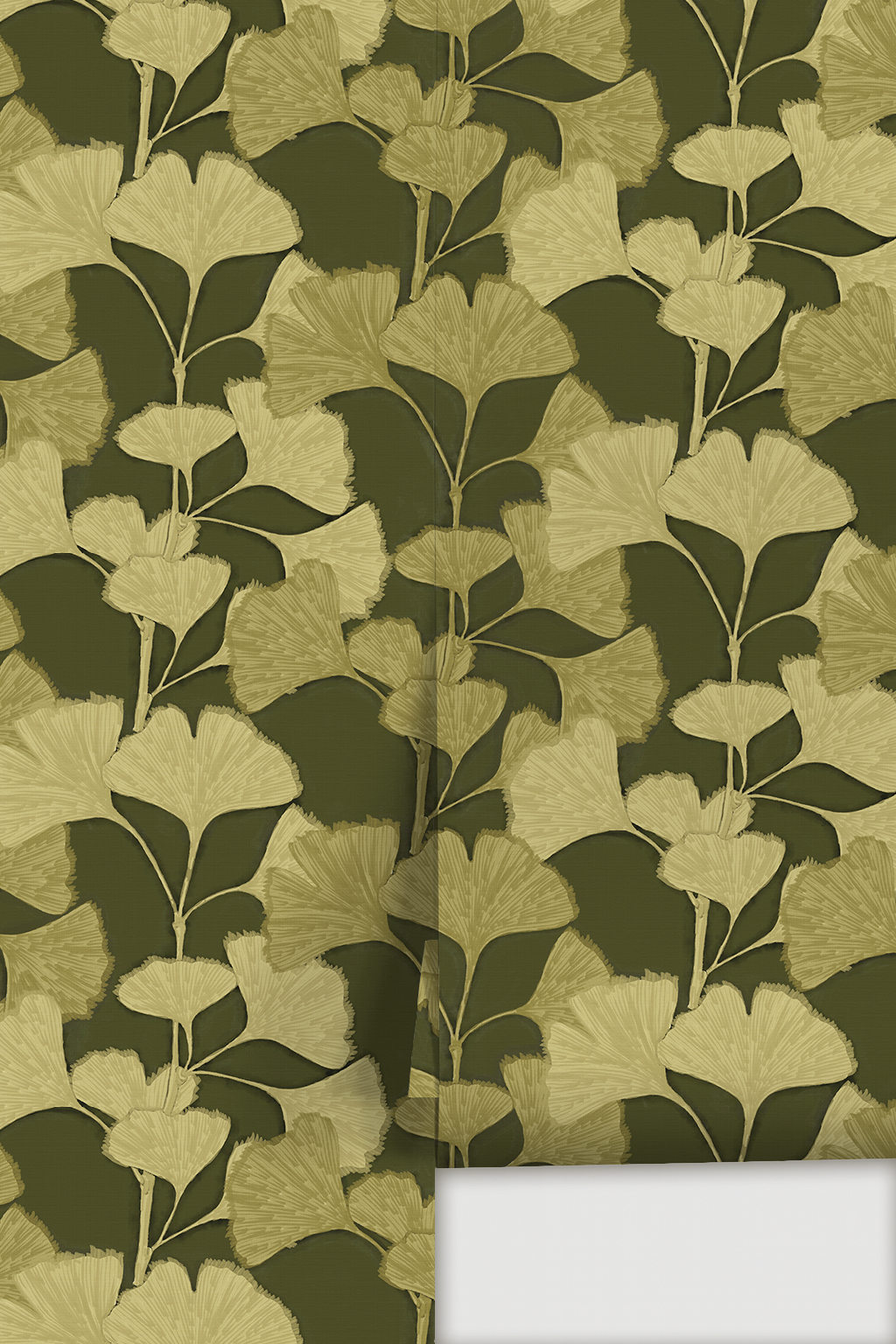 Gingko Vignette Wallpaper, green and light chartreuse