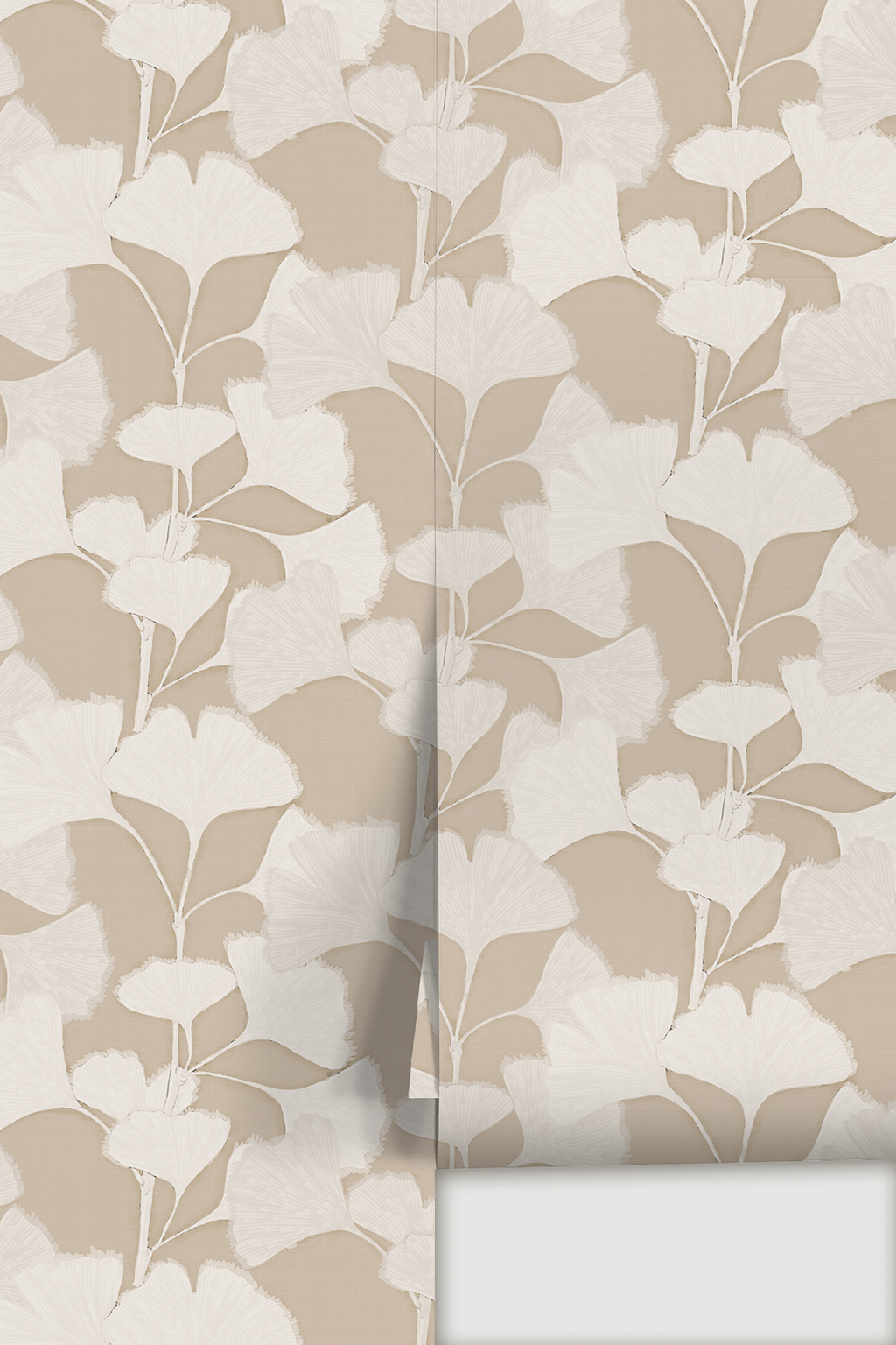 Ginkgo Vignette Wallpaper, neutral and white