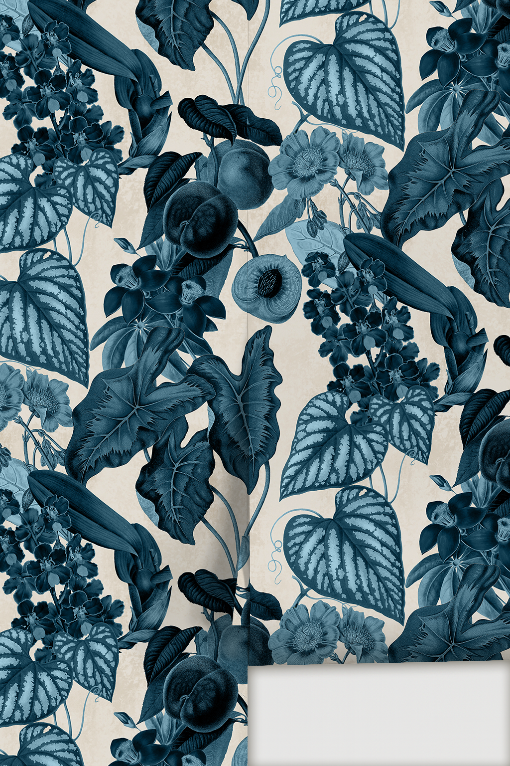 Cali Tropicale Wallpaper, off-white and blue