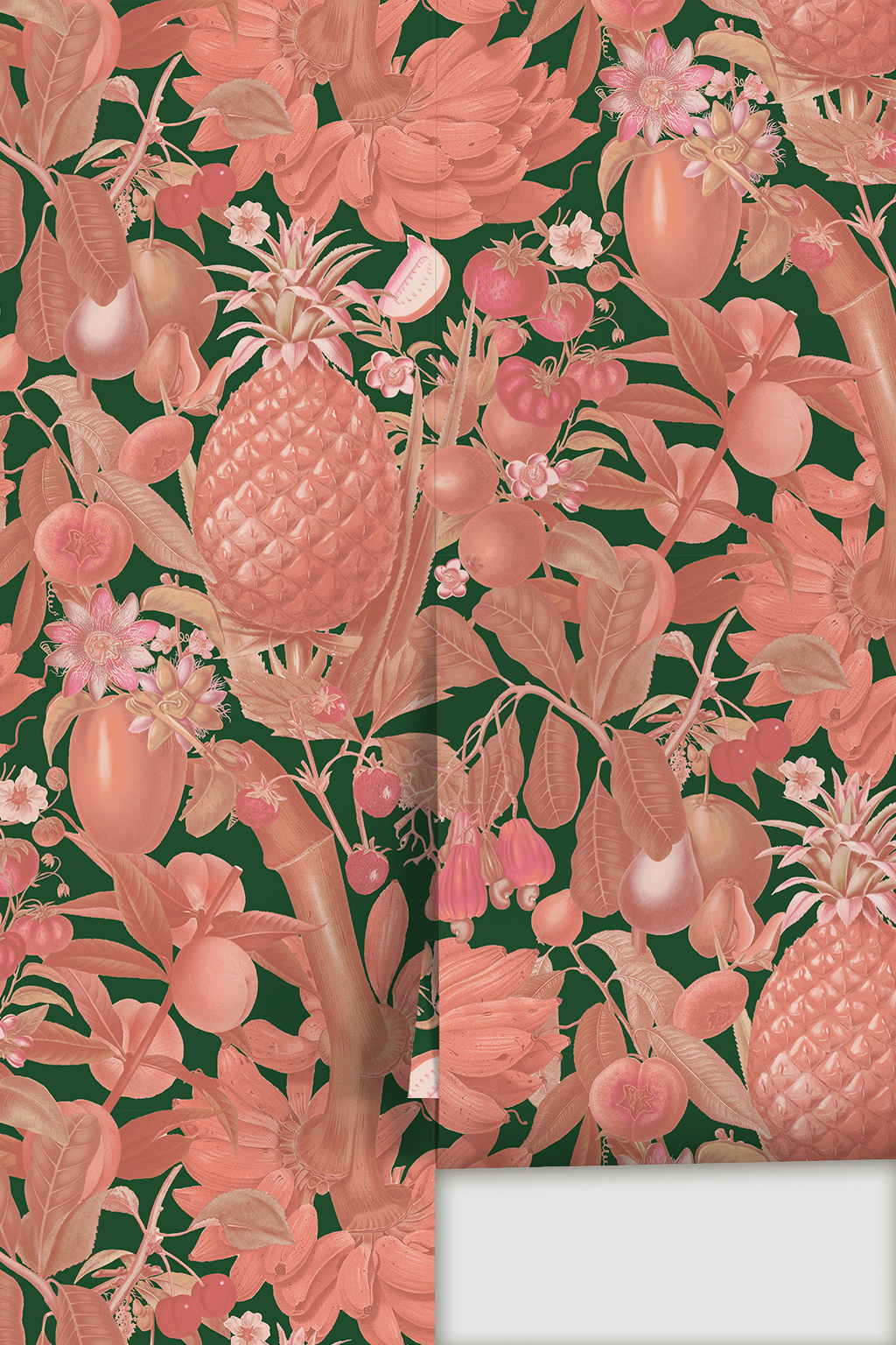 Juicy Fruit Wallpaper, dark green and pink