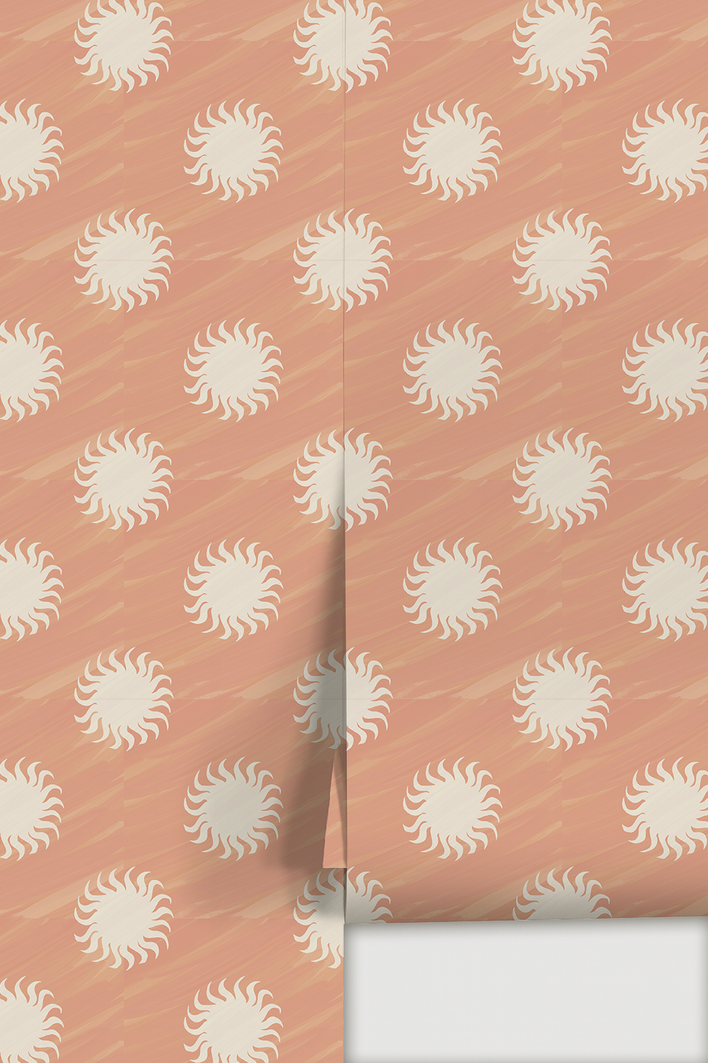Sol Wallpaper, terra cotta and off-white