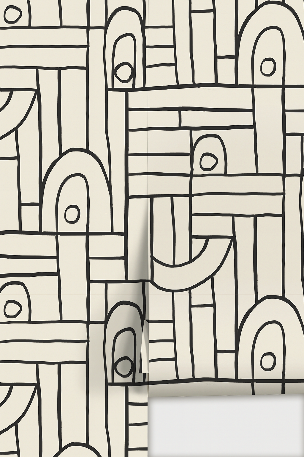 Deco Tile Wallpaper, white and black