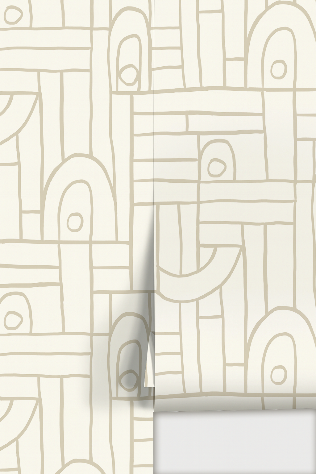 Deco Tile Wallpaper, off-white and neutral