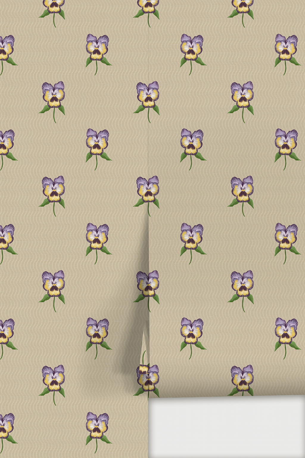 Pansy Parade Wallpaper, neutral and purple