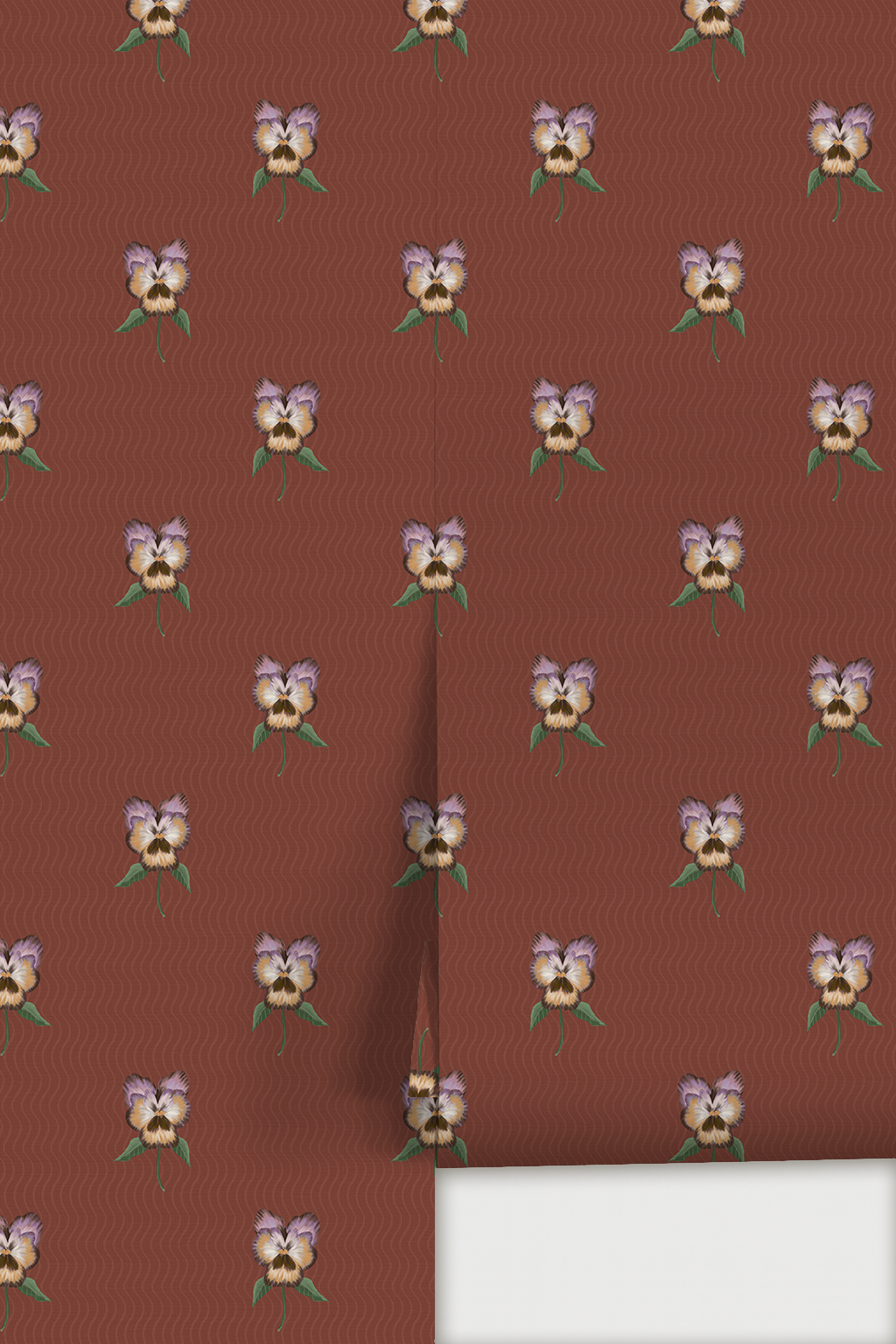 Pansy Parade Wallpaper, wine and lavender