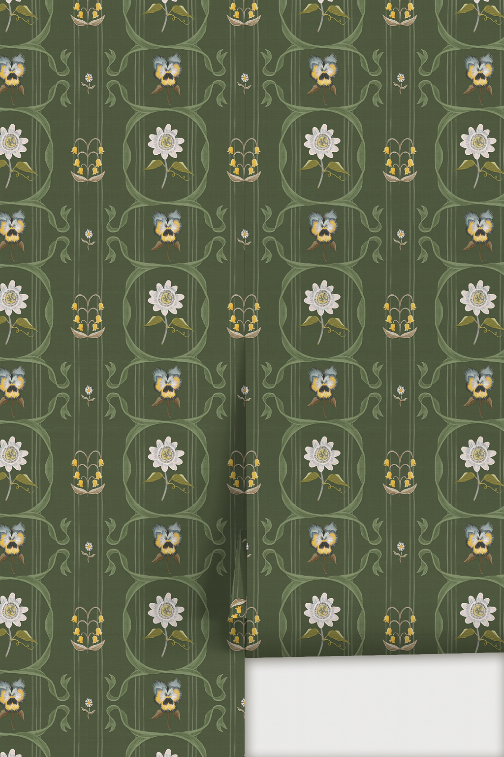 Eden Trellis Wallpaper, moss green