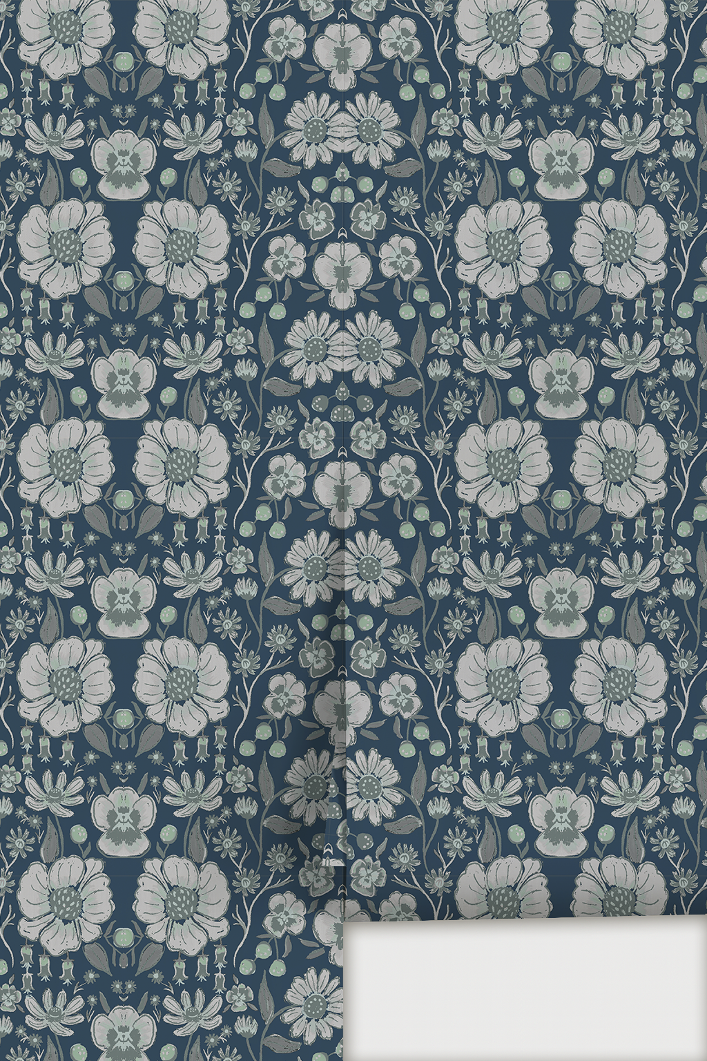 Meadow Bloom Wallpaper, blue