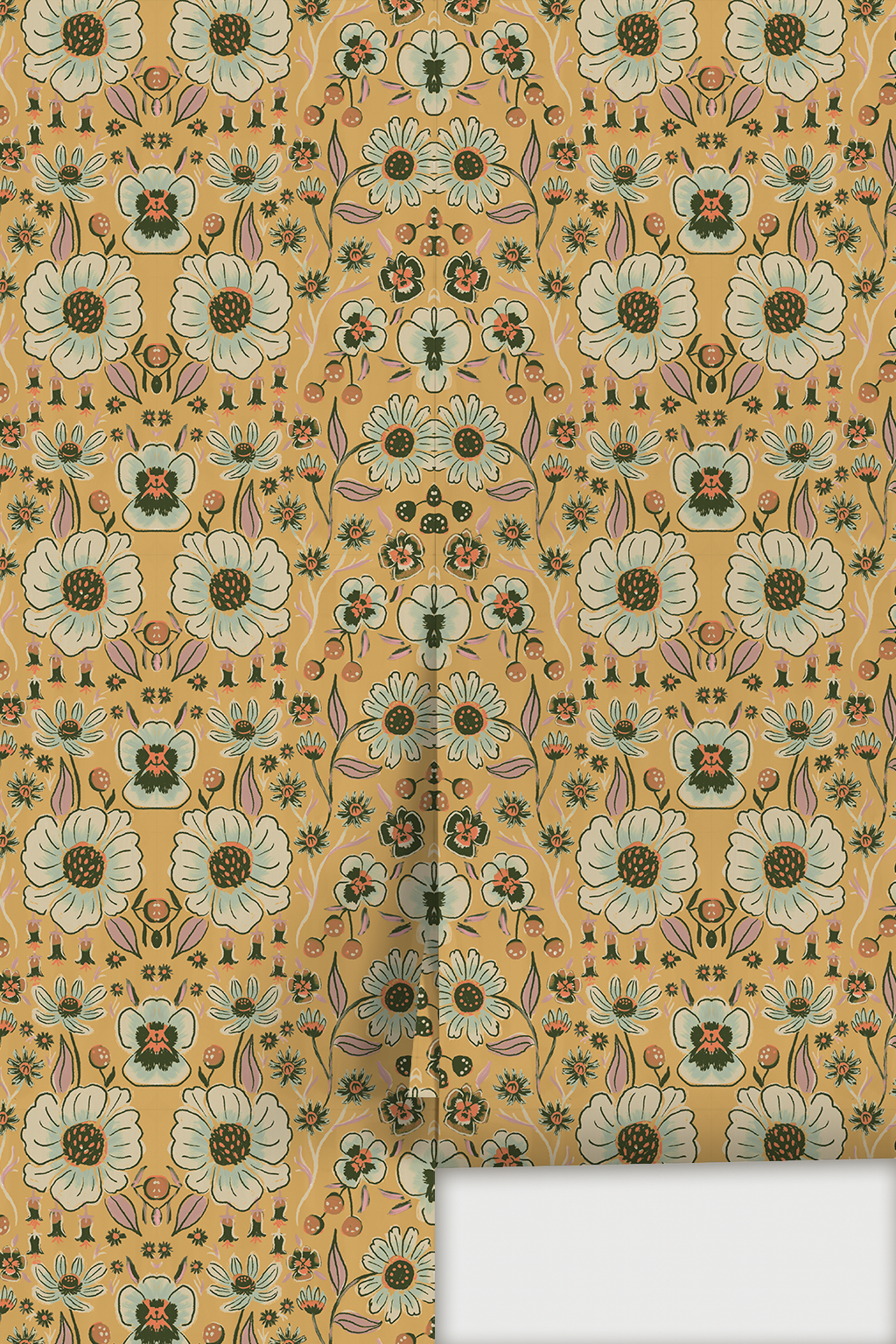 Meadow Bloom Wallpaper, butter yellow