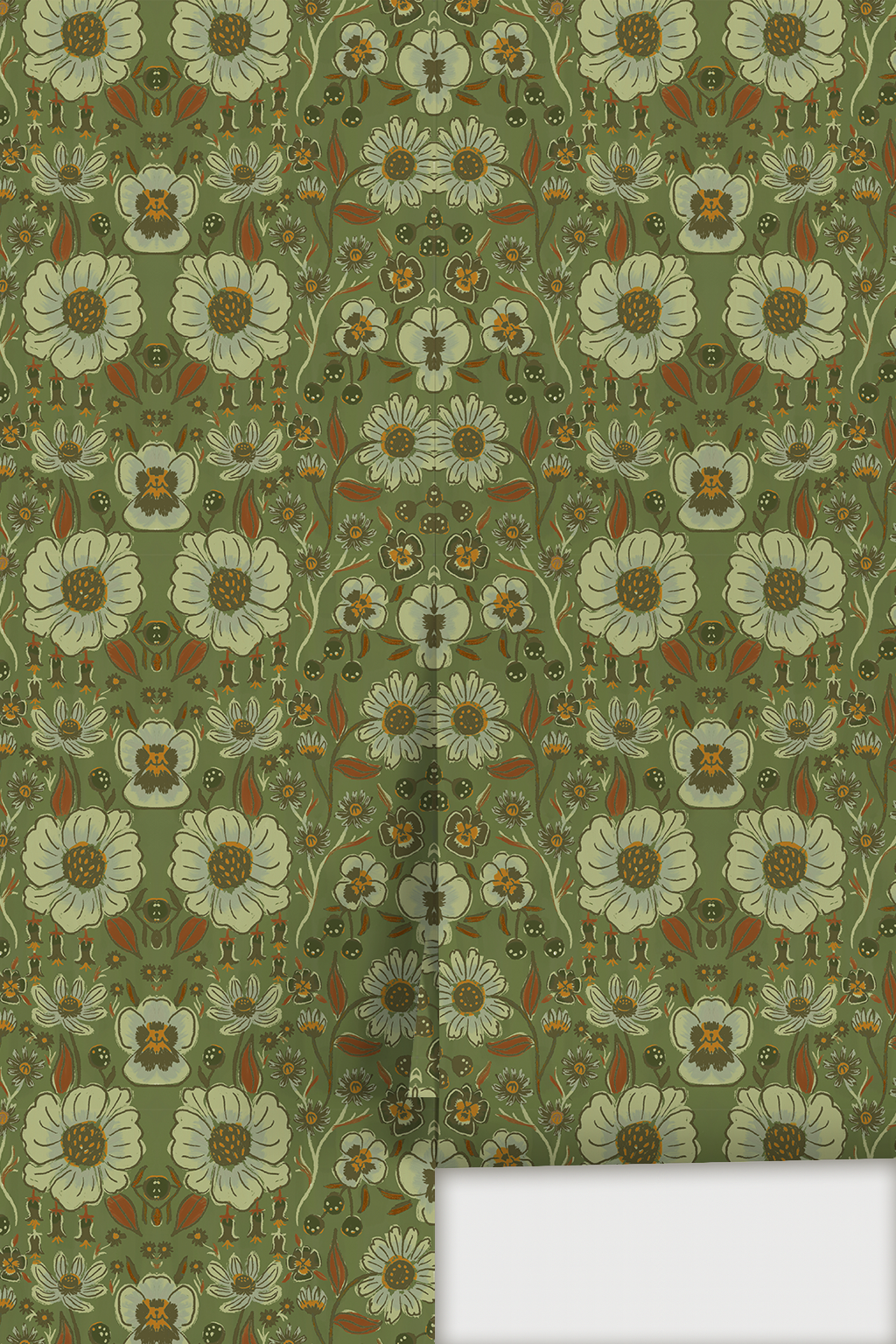Meadow Bloom Wallpaper, green