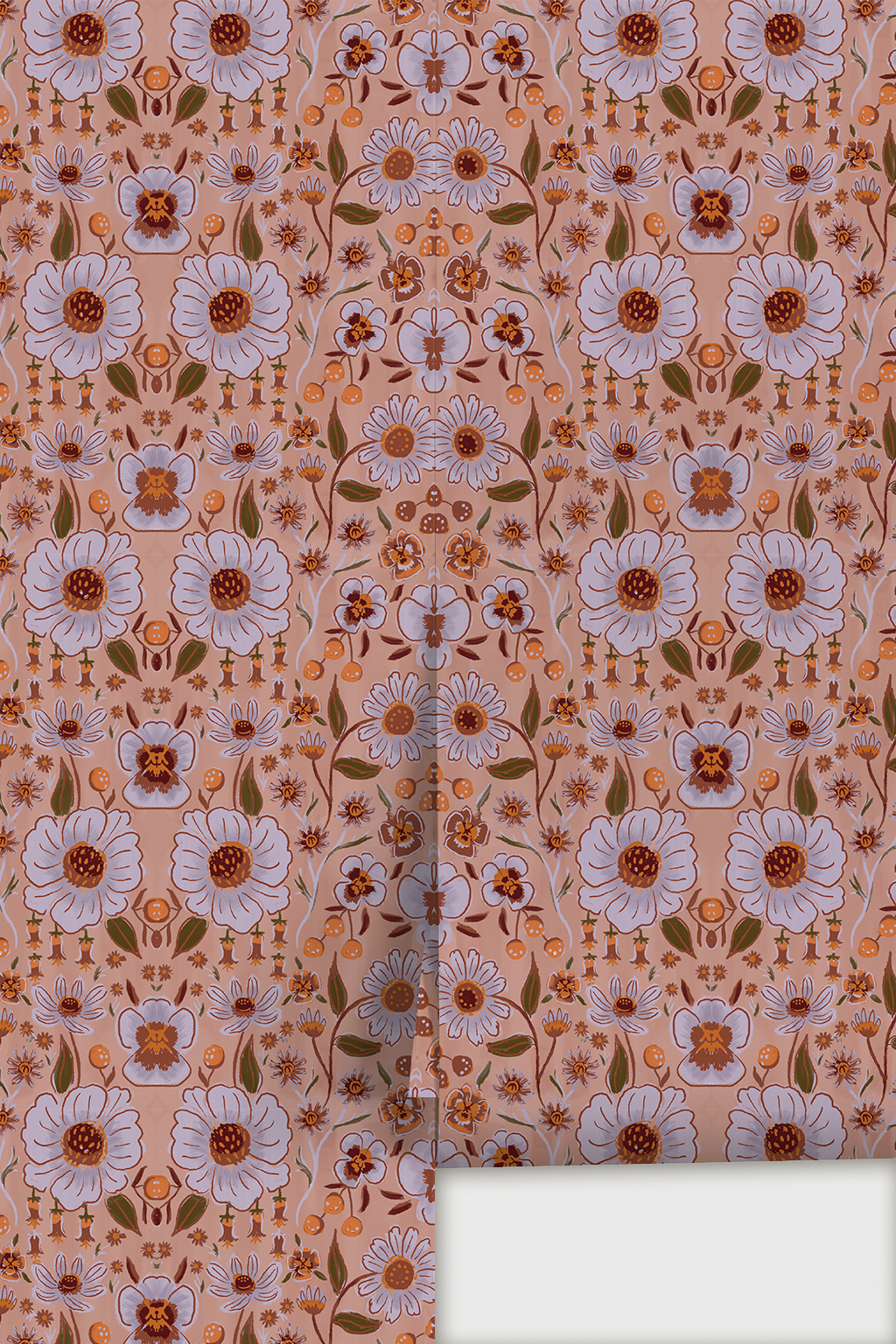 Meadow Bloom Wallpaper, venetian pink