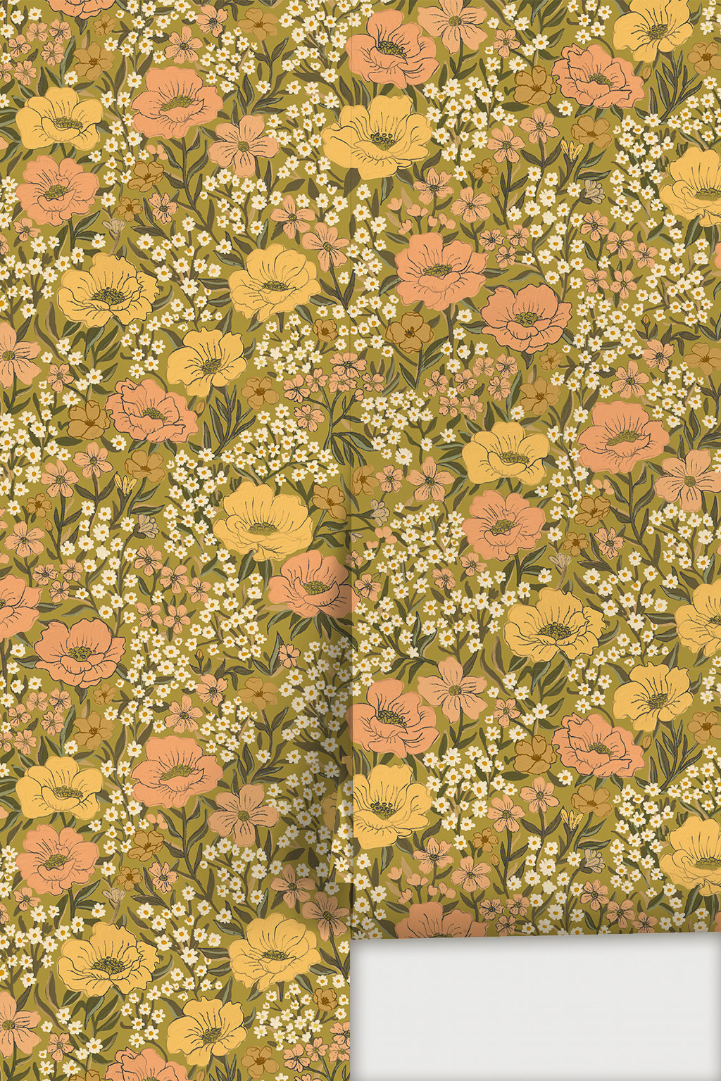 Wildflower Meadow Wallpaper, chartreuse