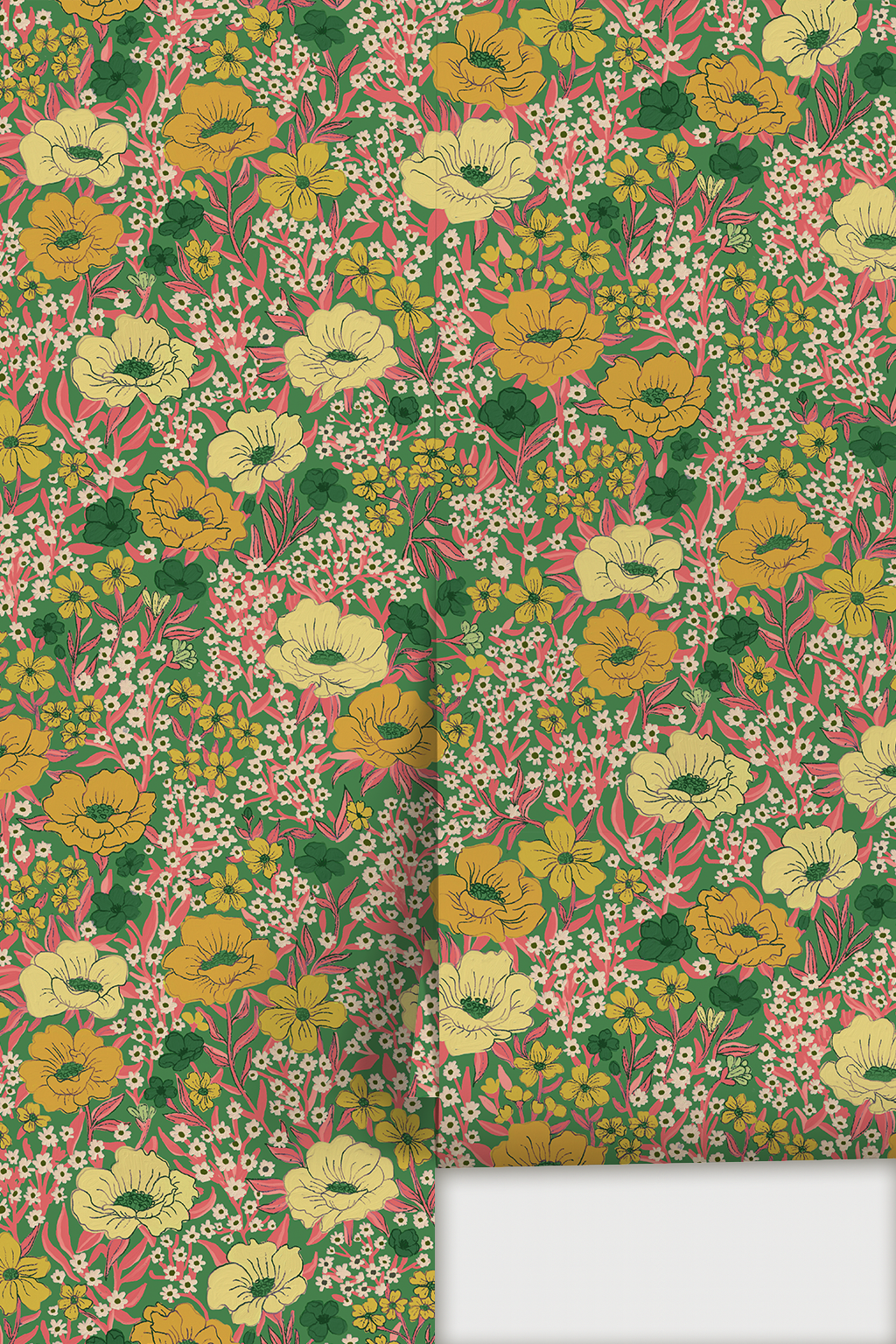 Wildflower Meadow Wallpaper, green