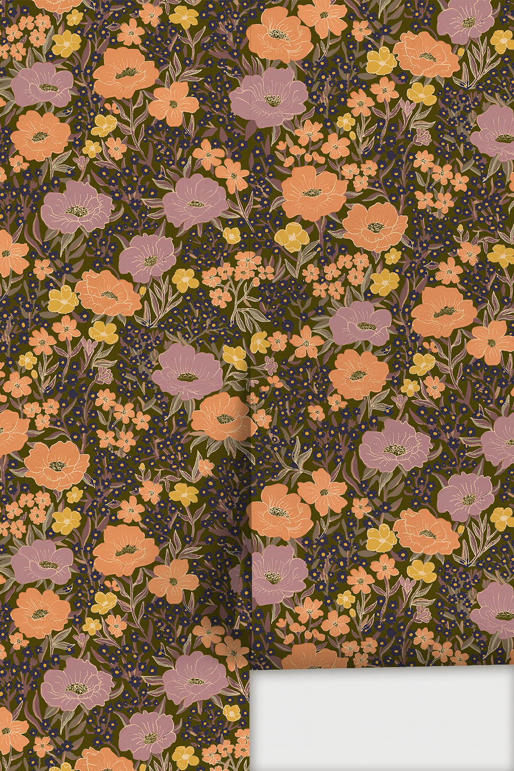 Wildflower Meadow Wallpaper, olive