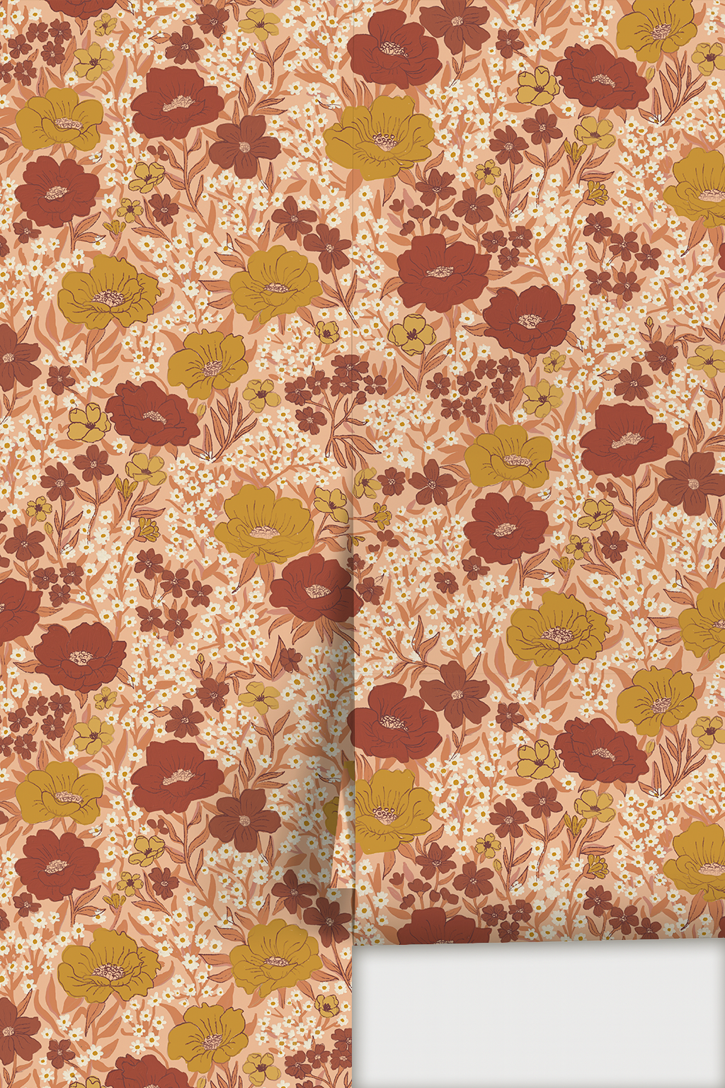 Wildflower Meadow Wallpaper, peach